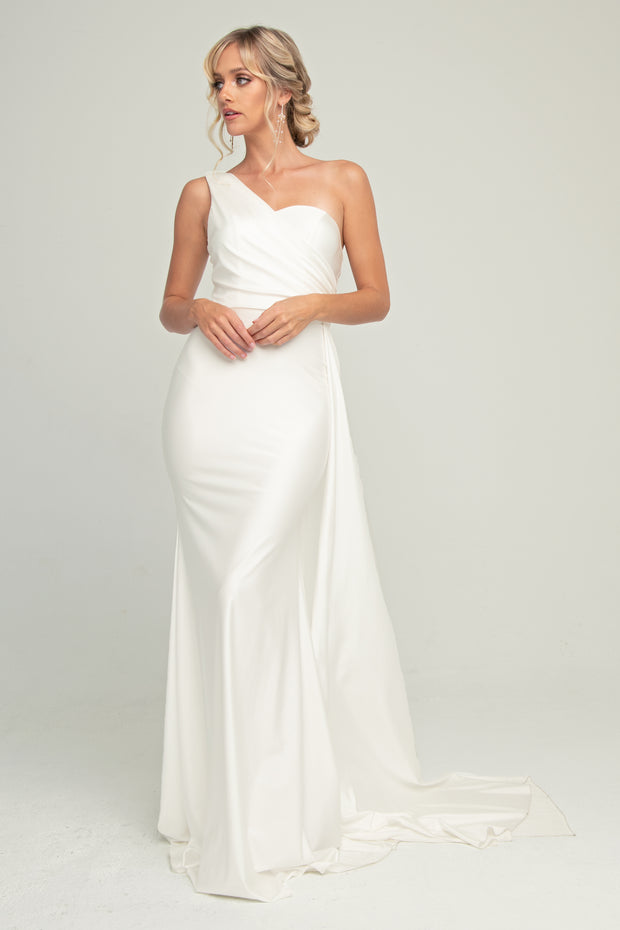 Satin One Shoulder Gown