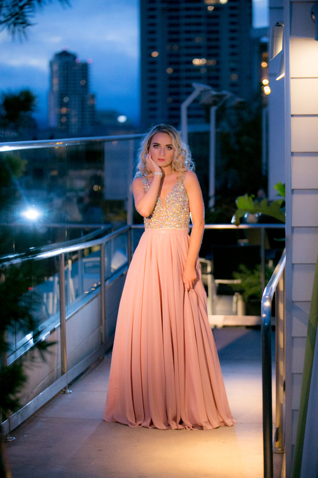 Pink Beaded Formal Dress