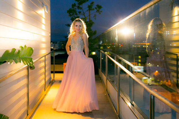 Pink Beaded Formal Dress