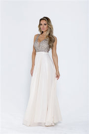 White Beaded Formal Gown